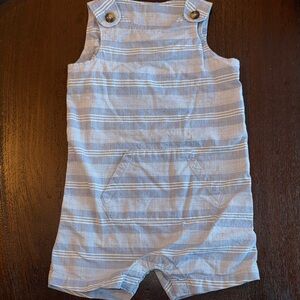 Toddler Chambray Striped Blue Overalls
